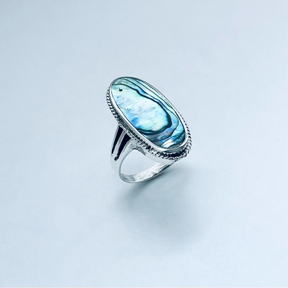 Sterling Silver Statement Abalone Ring, Silver Ri… - image 6